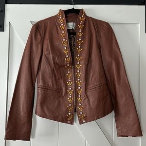 Vintage Spiegel Carmel Leather jacket with jem detailing